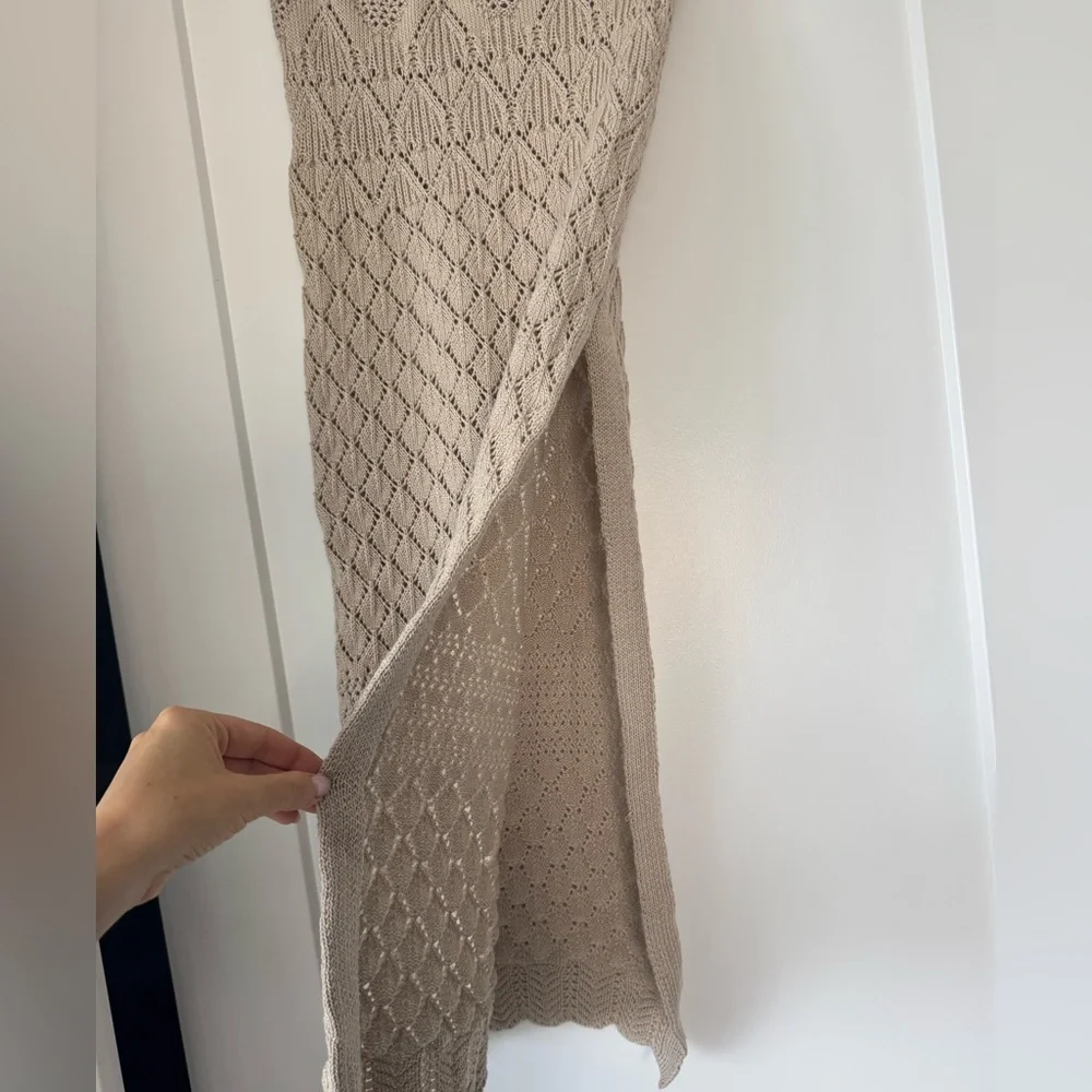 Beige Crochet Knit Maxi Skirt - Picture 6 of 10